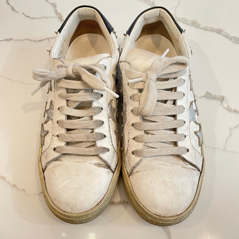 Saint Laurent white star leather sneakers (for women) - Sz 38 - with shoe bags - Picture 3 of 9